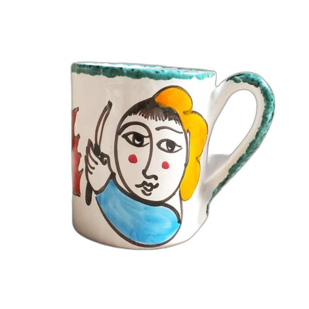 Cer Desuir Coffee Mug Girl with Watermelon made in Italy Vintage Rare